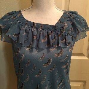 She Said Eyelash Print Ruffle Top